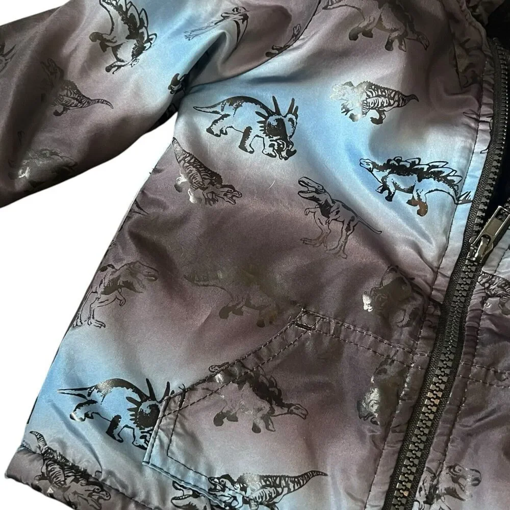 Mick Mack Jacket Boys Size 24 Months Dinosaurs‎ Hooded Blue Gray Black